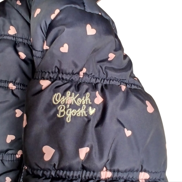 OshKosh B’gosh Heart Print Winter Puffer Jacket 3T - Picture 4 of 9